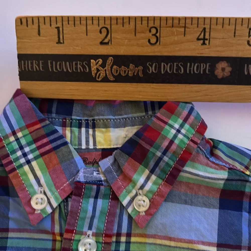 Ralph Lauren Baby Plaid Cotton Poplin Shirt 3M Yellow Blue Plaid Ralph Lauren